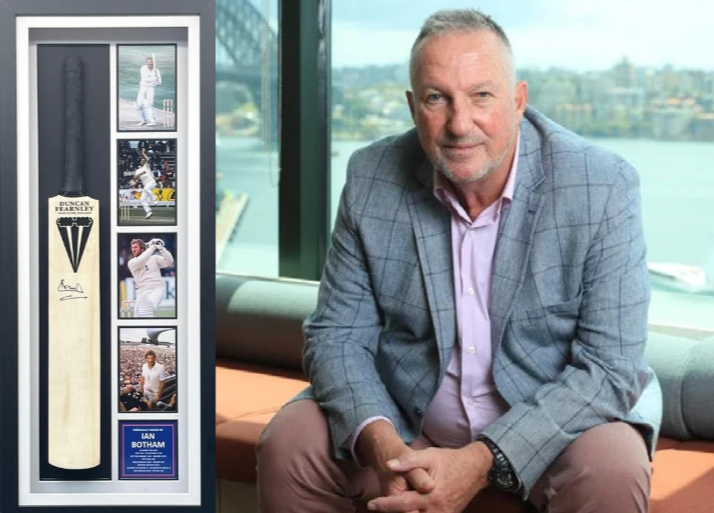 Lord Ian Botham Signed and Framed Cricket Bat